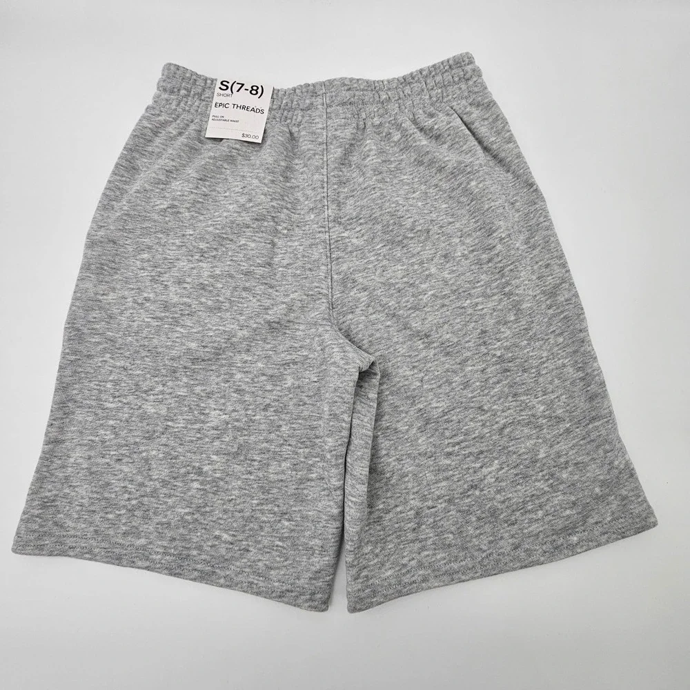 Epic Threads Kids Knit Shorts Drawstring Heather Sterling Grey S‎  7-8 NEW